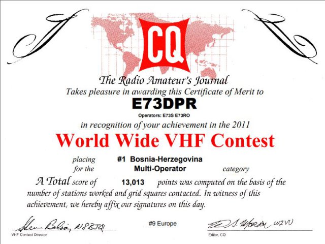 AWARDS CQ WW 50MHz