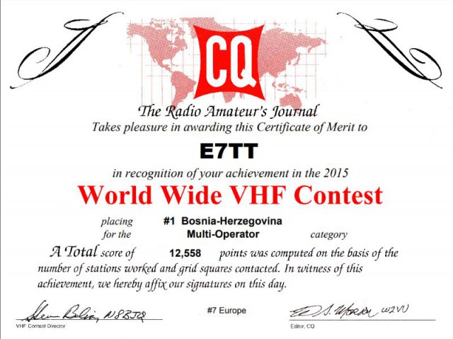 AWARDS CQ WW 50MHz